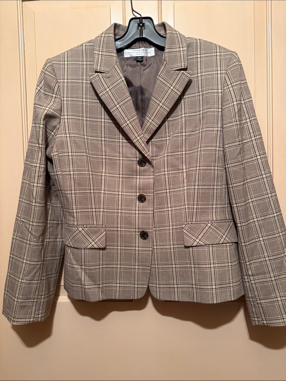 Tahari Brown Plaid Single-Breasted Women's Blazer